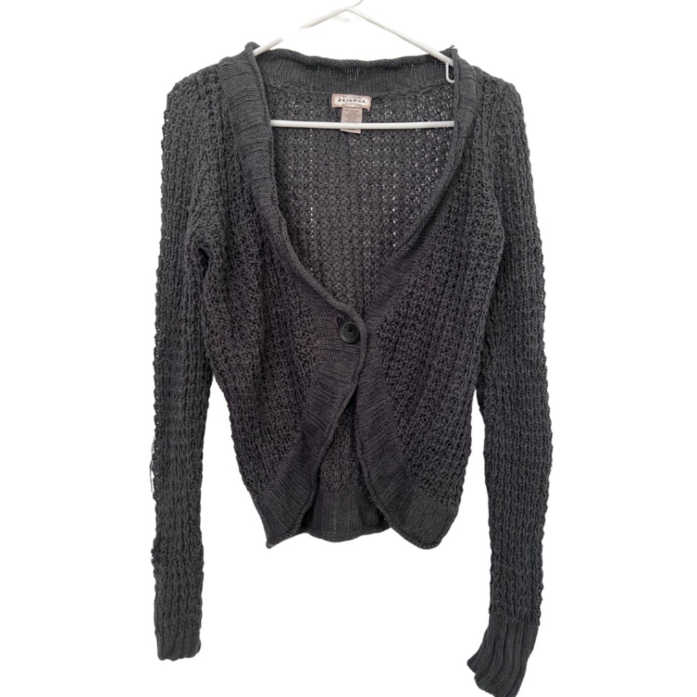 Arizona Y2K Gray Juniors Knit Cardigan Sweater Size Medium